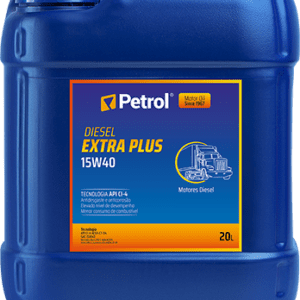 Embalagem azul com detalhes em laranja de Óleo Lubrificante Petrol 15w40